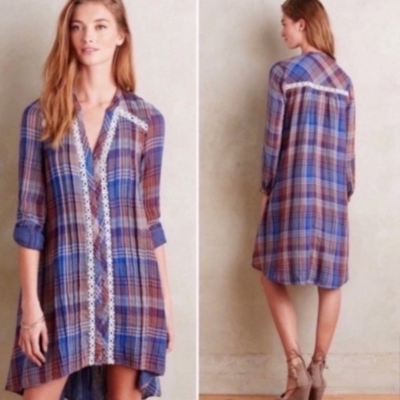 Anthropologie Holding Horses Anita Plaid Dress Tunic Small - Picture 1 of 13
